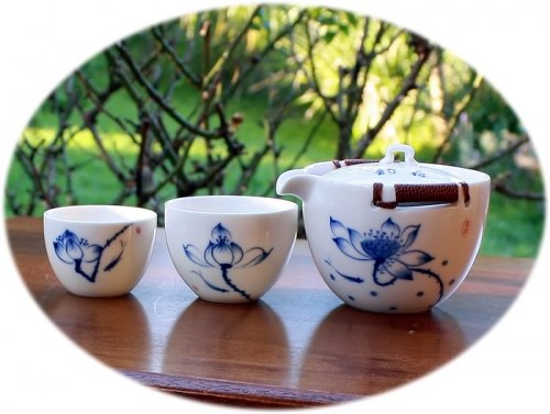 Chinese tea set Hand paint tea set for 2 - pond alive
